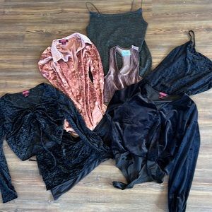 Lot of 6 rock & roll denim tops, dresses, bodysuits NWT small